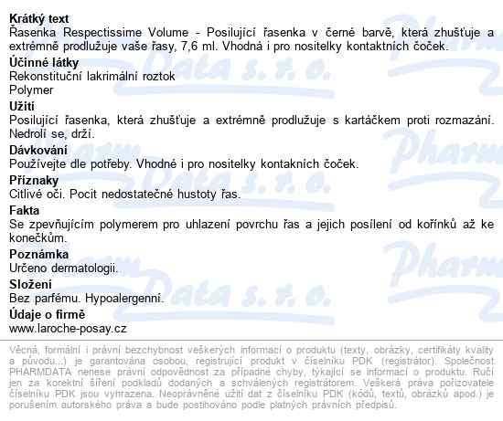 La Roche-posay Respectissime řasenka 8.4 Ml - popis