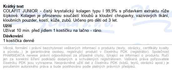 Colafit Junior 60 Kostiček - popis