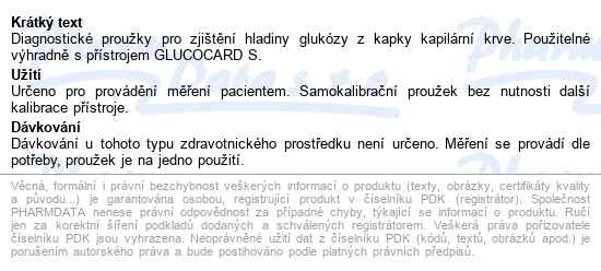 Proužky Diagnostické Glucocard S (pro Zp Kód 0171266) inzulínový režim,ke glukometru glucocard s a s ony - popis
