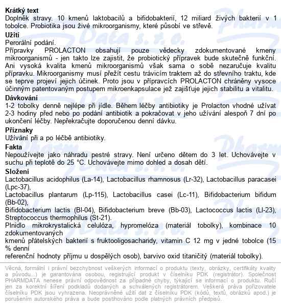 Prolacton 15 Tobolek - popis