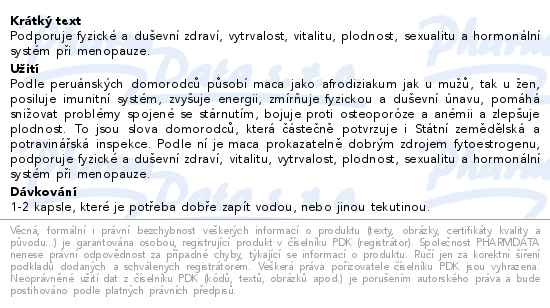 Maca peruánská extrakt 140 kapslí Wolfberry - popis