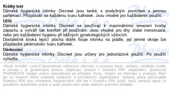 Discreet Normal Vložky 20ks - popis