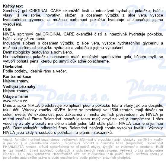 Nivea Men Sprchový Gel Original Care 500ml 83612 - popis