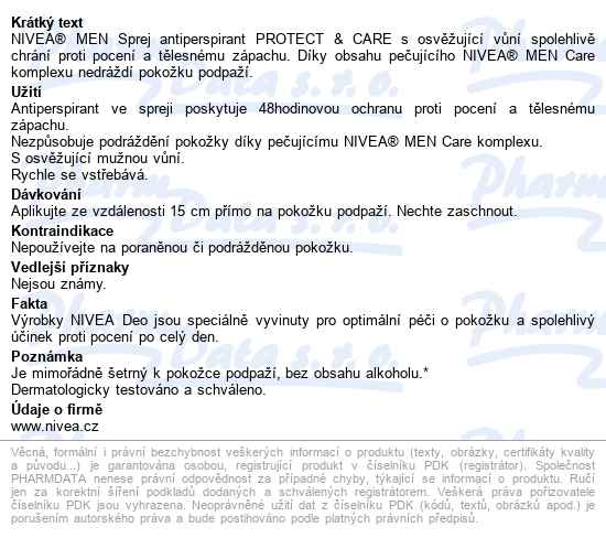 Nivea Men Protect&Care antiperspirant ve spreji 150 ml - popis