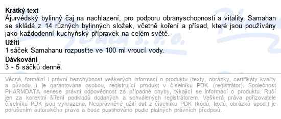 Samahan Bylinný Nápoj 10 Sáčků - popis