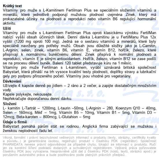Babystart Fertilman Plus Vitam.pro Muže Cps.120 - popis