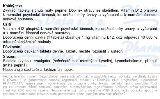 Vita B12 1mg Tbl.30 - popis