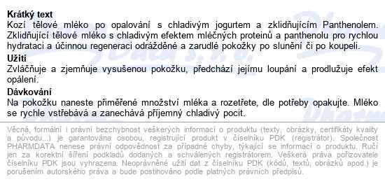 Vivapharm Kozí Mléko Po Opalování 400ml - popis