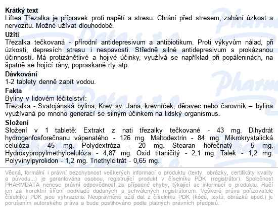 Liftea Třezalka Tbl.30 - popis