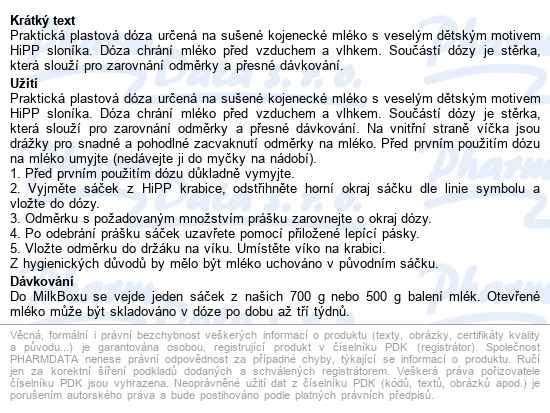 Hipp Milk Box - popis