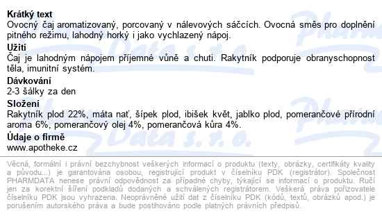 Apotheke Rakytník A Pomeranč 20x2g - popis