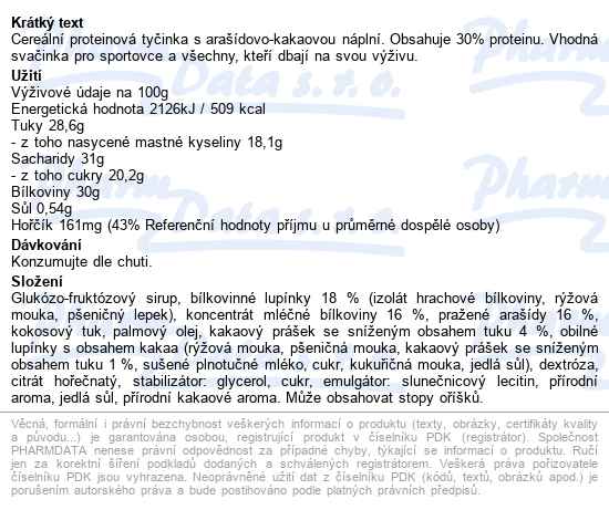 Corny Protein Crunch&cream čokoláda 35g - popis