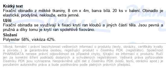 Curi-med Fixační Obinadlo Netk.8cmx4m 20ks - popis