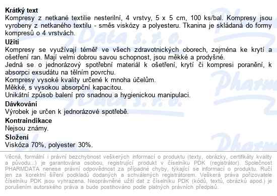 Curi-med Kompres Nesteril.netk.5x5cm 100ks - popis