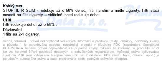 Stopfiltr Slim 25ks - popis