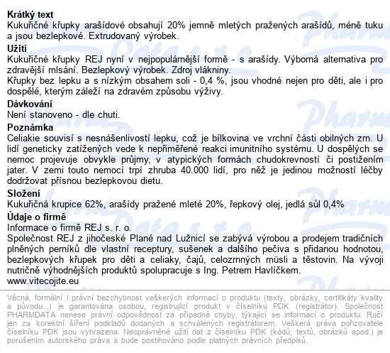 Křupky Kukuřičné Arašídové 90g - popis