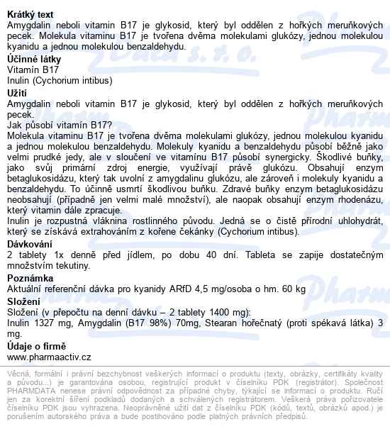 B17 Amygdalin Forte Tbl.45+15 - popis
