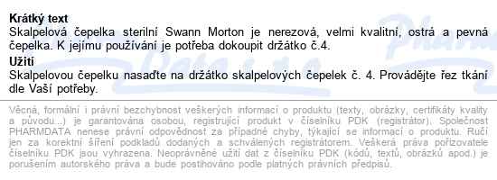 čepelka Skalpelová Steril.č.21 100ks - popis