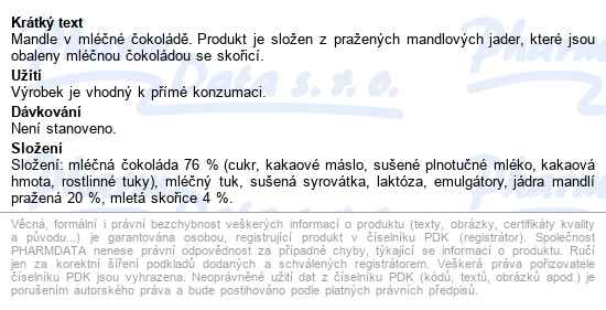 POEX Mandle v mléčné čokoládě a skořicí 175 g - popis