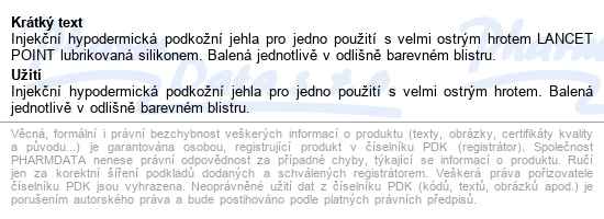 Inj.jehla Terumo 26gx9/10 0.45x23mm Hnědá 100ks - popis