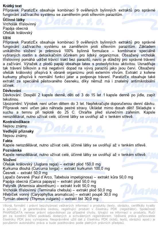Paratizex 60 Cps. Bls Cze+slo - popis