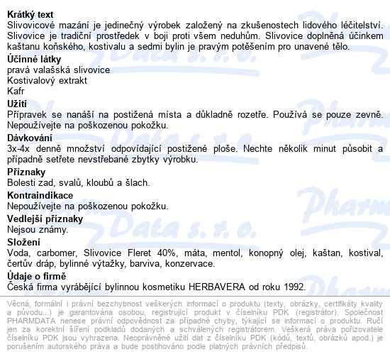Slivovicové Mazání S Konopím Herbavera 200ml - popis