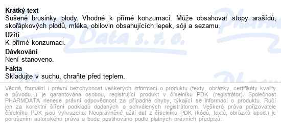 Poex Brusinky Sušené 100g - popis