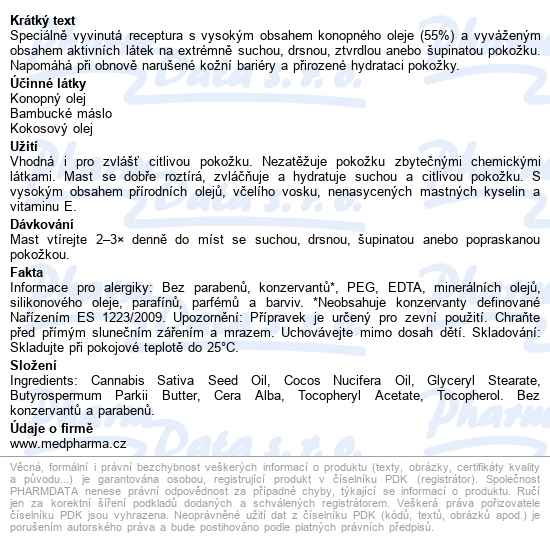 Medpharma Konopná Mast 100g - popis