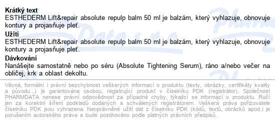 Esthederm Lift&repair Absolute Repulp Balm 50ml - popis