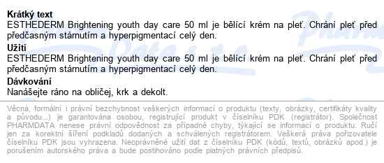 Esthederm Brightening Youth Day Care 50ml - popis