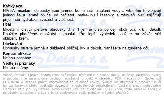 Nivea Micelární čisticí Ubrousky 25ks 89252 - popis