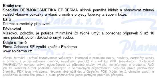 Epiderma Bioak.šampon Při Projevech Lupénky 200ml - popis