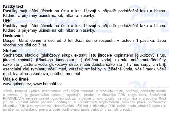 Herbofitky S Jitrocelem A Vit.c 36ks - popis