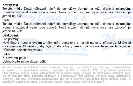 Dettol Tekuté Mýdlo Náhr.náplň Levandule 500ml - popis
