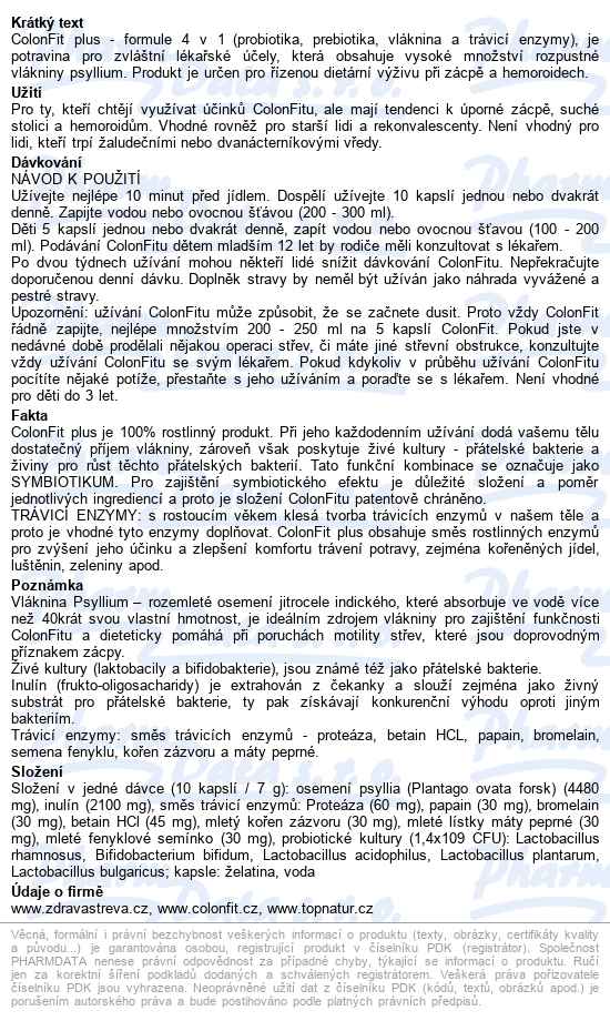 Colonfit Plus Cps.180 Topnatur - popis