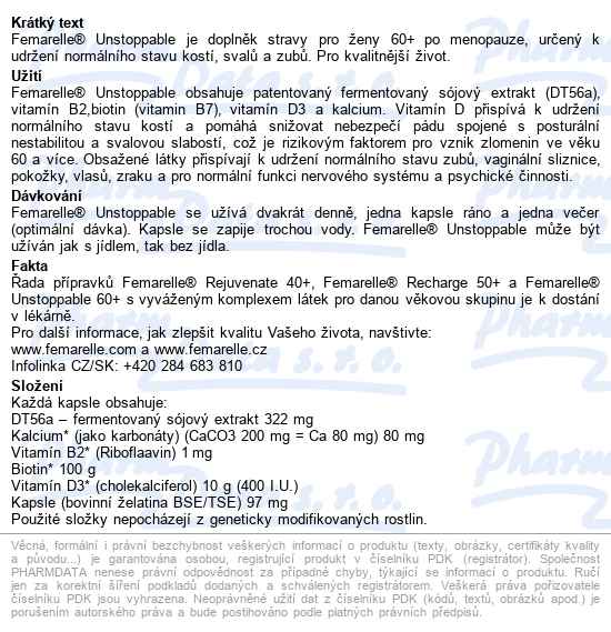 Femarelle Unstoppable 60+ Cps.56 - popis