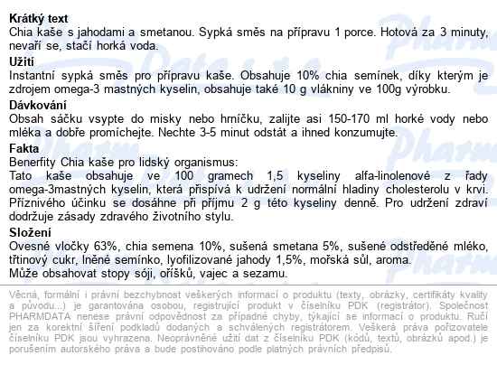 Chia Kaše Jahody A Smetana 65g - popis