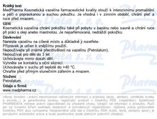 Medpharma Kosmetická Vazelína 150g - popis