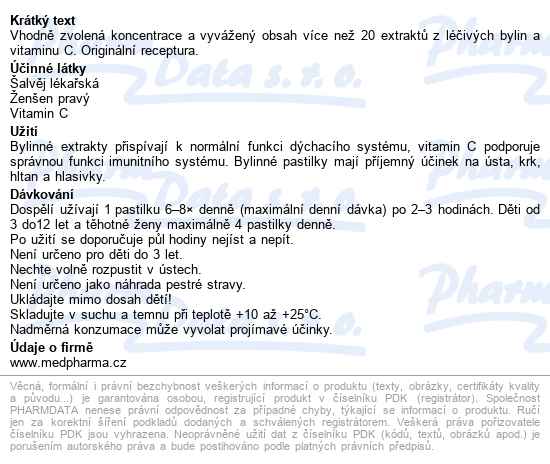 Medpharma Bylinné Pastilky šalvěj 36ks - popis