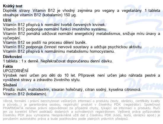 Naturvita Vitamín B12 Tbl.60 - popis
