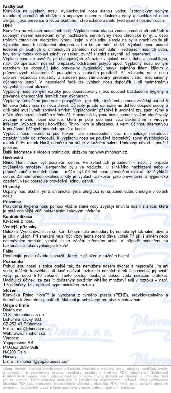 Rhino Horn Konvička Na Výplach Nosu červená - popis