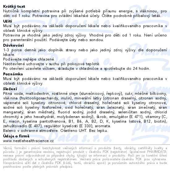 Resource Junior Fibre Jahoda perorální roztok 4x200ml - popis