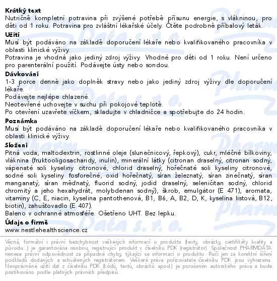 Resource Junior Fibre Vanilka perorální roztok 4x200ml - popis