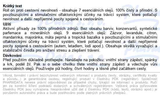 Puressentiel Roll-on Proti Cestovní Nevolnosti 5ml - popis