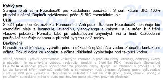 Puressentiel šampon Podoux Proti Vším 200ml Bio - popis