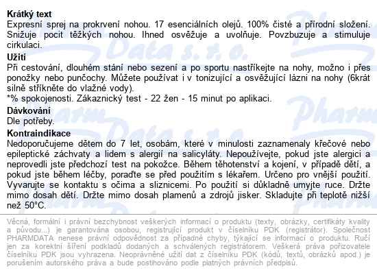 Puressentiel Sprej Na Unavené A Oteklé Nohy 100ml - popis