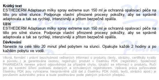 Esthederm Adaptasun Milky Body Spray 150ml - popis