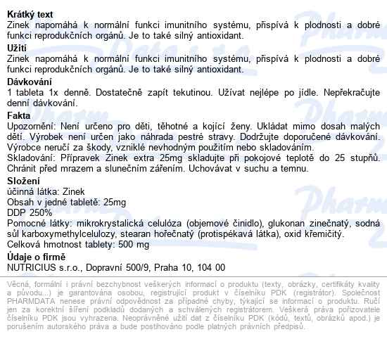 Zinek Extra 25mg Tbl.30 - popis