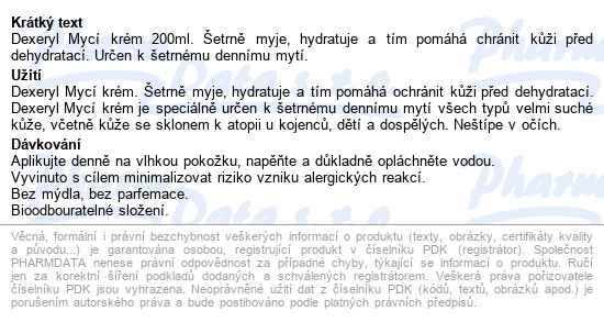 Dexeryl Mycí Krém 200ml - popis