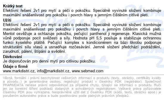 Sebamed Povzbuzující Mycí Emulze Pro Muže 200ml - popis